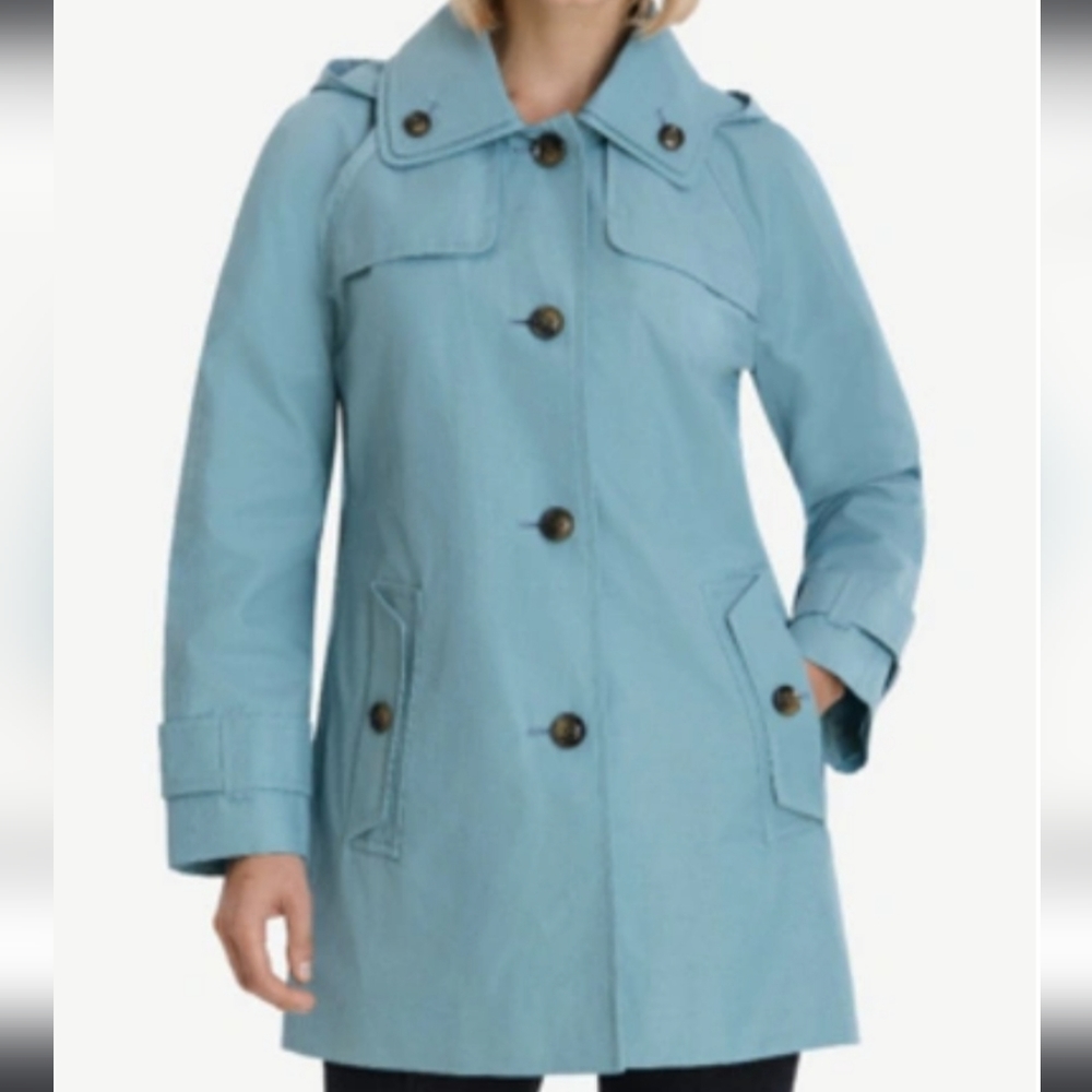 Women's London Fog Raincoat Bayou Blue Small NWT